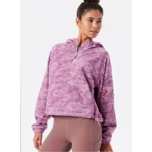 Outdoor Voices PrimoFleece 1/4 Zip Hoodie in Purple Camo Size M - Picture 3 of 7